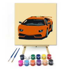 Számfestő.hu Piros sportautó - gyerek számfestő készlet – 30×30 cm (Keret nélkül) kreatív és készségfejlesztő