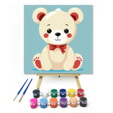 Számfestő.hu Pufi mackó - gyerek számfestő készlet – 30×30 cm (Keret nélkül) kreatív és készségfejlesztő