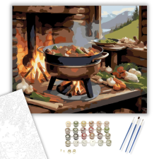 Számfestő.hu Ragu Készítése Kandalló Tüzénél - számfestő készlet – 40×50 cm (Keretre feszítve) kreatív és készségfejlesztő