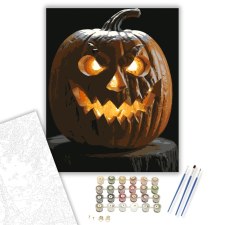 Számfestő.hu Rémisztő faragott töklámpás - számfestő készlet – 40×50 cm (Keretre feszítve) kreatív és készségfejlesztő