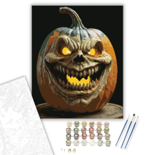 Számfestő.hu Rémisztő vigyorú töklámpás - számfestő készlet – 50×60 cm (Keret nélkül) kreatív és készségfejlesztő