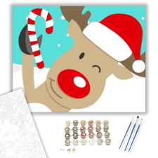 Számfestő.hu Rénszarvas hóesésben - számfestő készlet – 40×50 cm (Keretre feszítve) kreatív és készségfejlesztő