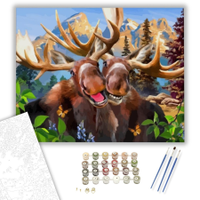 Számfestő.hu Rénszarvas pár - számfestő készlet – 40×50 cm (Keretre feszítve) kreatív és készségfejlesztő