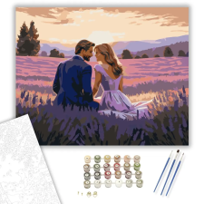 Számfestő.hu Romantikus Pár a Levendulamezőn - számfestő készlet – 60×70 cm (Keret nélkül) kreatív és készségfejlesztő