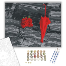 Számfestő.hu Rózsa és esernyő - számfestő készlet – 40×50 cm (Keretre feszítve) kreatív és készségfejlesztő