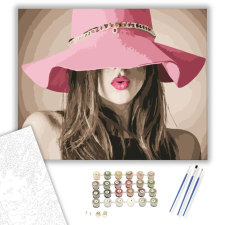 Számfestő.hu Rózsaszín kalapban - számfestő készlet – 40×50 cm (Keretre feszítve) kreatív és készségfejlesztő