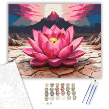 Számfestő.hu Rózsaszín Lótusz Száraz Földön - számfestő készlet – 40×50 cm (Keretre feszítve) kreatív és készségfejlesztő