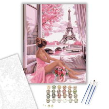 Számfestő.hu Rózsaszín Párizs - számfestő készlet – 80×100 cm (Keret nélkül) kreatív és készségfejlesztő