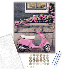 Számfestő.hu Rózsaszín robogó - számfestő készlet – 40×50 cm (Keretre feszítve) kreatív és készségfejlesztő