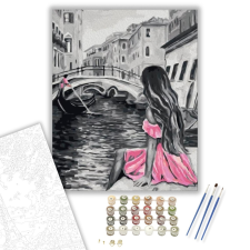 Számfestő.hu Rózsaszín Ruhás Hölgy - számfestő készlet – 40×50 cm (Keretre feszítve) kreatív és készségfejlesztő