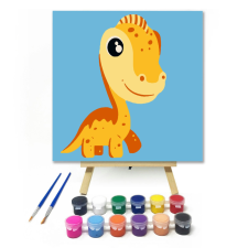 Számfestő.hu Sárga dino - gyerek számfestő készlet – 20×20 cm (Keretre feszítve) kreatív és készségfejlesztő