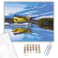 Számfestő.hu Sárga hidroplán - számfestő készlet – 40×50 cm (Keretre feszítve) kreatív és készségfejlesztő