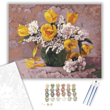 Számfestő.hu Sárga Tulipánok Vázában - számfestő készlet – 40×50 cm (Keretre feszítve) kreatív és készségfejlesztő