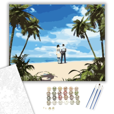 Számfestő.hu Séta a Tengerparton - számfestő készlet – 40×50 cm (Keretre feszítve) kreatív és készségfejlesztő