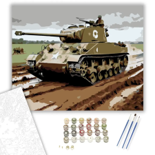 Számfestő.hu Sherman Tank Csata Közben - számfestő készlet – 60×70 cm (Keretre feszítve) kreatív és készségfejlesztő