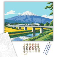Számfestő.hu Shinkansen és Fuji Hegy - számfestő készlet – 40×50 cm (Keretre feszítve) kreatív és készségfejlesztő