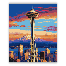 Számfestő.hu Space Needle Seattle Naplementében - számfestő készlet kreatív és készségfejlesztő