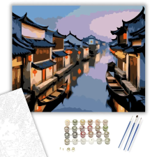Számfestő.hu Suzhou Éjszakai Fényei - számfestő készlet – 60×70 cm (Keretre feszítve) kreatív és készségfejlesztő