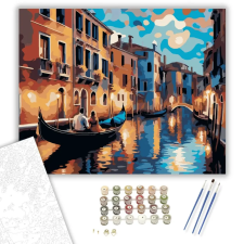 Számfestő.hu Szerelmespár Velencei Gondolán - számfestő készlet – 50×60 cm (Keret nélkül) kreatív és készségfejlesztő