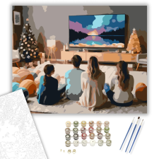 Számfestő.hu Szilveszteri Mozizás Barátokkal - számfestő készlet – 40×50 cm (Keretre feszítve) kreatív és készségfejlesztő