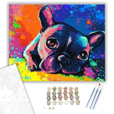 Számfestő.hu Színes bulldog - számfestő készlet – 80×100 cm (Keret nélkül) kreatív és készségfejlesztő