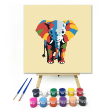 Számfestő.hu Színes elefánt - gyerek számfestő készlet – 40×40 cm (Keretre feszítve) kreatív és készségfejlesztő