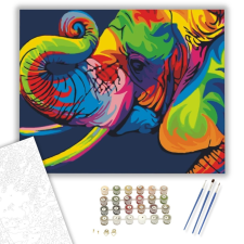 Számfestő.hu Színes Elefánt - számfestő készlet – 40×50 cm (Keretre feszítve) kreatív és készségfejlesztő
