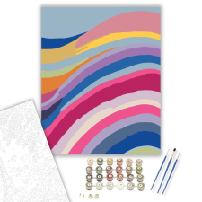 Számfestő.hu Színes Félkör Hullámok - számfestő készlet – 40×50 cm (Keretre feszítve) kreatív és készségfejlesztő