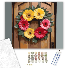 Számfestő.hu Színes Gerberakoszorú - számfestő készlet – 50×60 cm (Keret nélkül) kreatív és készségfejlesztő