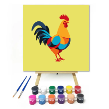 Számfestő.hu Színes kakas - gyerek számfestő készlet – 30×30 cm (Keretre feszítve) kreatív és készségfejlesztő