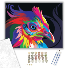Számfestő.hu Színes Kakas - számfestő készlet – 40×50 cm (Keretre feszítve) kreatív és készségfejlesztő