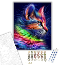 Számfestő.hu Színes kiscica - számfestő készlet – 40×50 cm (Keretre feszítve) kreatív és készségfejlesztő