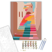Számfestő.hu Színes Kocka Lépcső - számfestő készlet – 40×50 cm (Keretre feszítve) kreatív és készségfejlesztő
