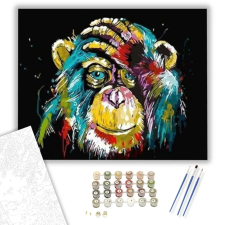 Számfestő.hu Színes Majom - számfestő készlet – 80×100 cm (Keretre feszítve) kreatív és készségfejlesztő