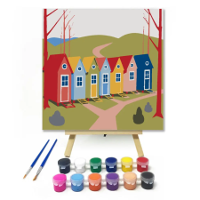 Számfestő.hu Színes otthonok völgye - gyerek számfestő készlet – 30×30 cm (Keret nélkül) kreatív és készségfejlesztő