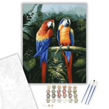 Számfestő.hu Színes Papagájok - számfestő készlet – 40×50 cm (Keretre feszítve) kreatív és készségfejlesztő