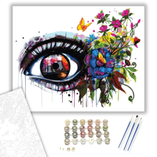 Számfestő.hu Színes virágszem - számfestő készlet – 40×50 cm (Keretre feszítve) kreatív és készségfejlesztő