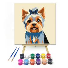 Számfestő.hu Színes yorkie - gyerek számfestő készlet – 20×20 cm (Keretre feszítve) kreatív és készségfejlesztő
