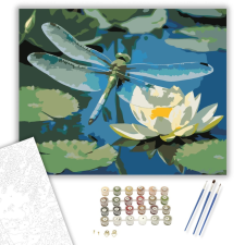 Számfestő.hu Szitakötő Lótuszvirágon - számfestő készlet – 40×50 cm (Keretre feszítve) kreatív és készségfejlesztő
