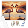 Számfestő.hu Szív Alakot Formáló Flamingók Naplementében - számfestő készlet – 40×50 cm (Keretre feszítve)