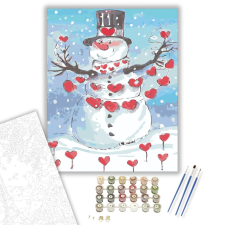 Számfestő.hu Szív Hóember - számfestő készlet – 40×50 cm (Keretre feszítve) kreatív és készségfejlesztő