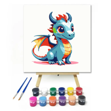 Számfestő.hu Szivárvány sárkány - gyerek számfestő készlet – 50×50 cm (Keretre feszítve) kreatív és készségfejlesztő
