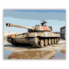 Számfestő.hu T-72 Tank Elhagyatott Hangár Előtt - számfestő készlet kreatív és készségfejlesztő