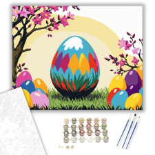 Számfestő.hu Tavaszi Színkavalkád - húsvéti számfestő készlet – 40×50 cm (Keretre feszítve) kreatív és készségfejlesztő