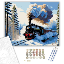 Számfestő.hu Téli Expressz Utazás - számfestő készlet – 40×50 cm (Keretre feszítve) kreatív és készségfejlesztő