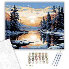 Számfestő.hu Téli Naplemente - számfestő készlet – 80×100 cm (Keret nélkül) kreatív és készségfejlesztő