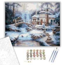 Számfestő.hu Téli tájkép - számfestő készlet – 40×50 cm (Keretre feszítve) kreatív és készségfejlesztő