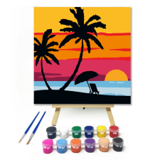 Számfestő.hu Tengerpart - gyerek számfestő készlet – 20×20 cm (Keretre feszítve) kreatív és készségfejlesztő