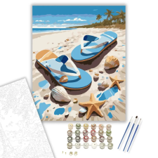 Számfestő.hu Tengerparti Flip-Flop Nyár - számfestő készlet – 60×70 cm (Keret nélkül) kreatív és készségfejlesztő