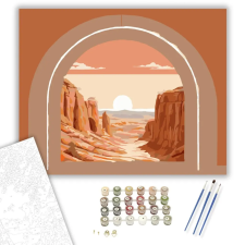 Számfestő.hu Terrakotta Naplemente Ívekkel - számfestő készlet – 80×100 cm (Keretre feszítve) kreatív és készségfejlesztő